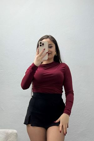 Sandy Kayık Kaya Bluz Bordo - 42802.1949.