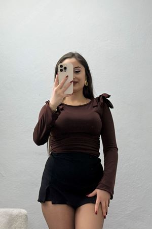 Sandy Fiyonk Detaylı Bluz Kahve - 42806.1949.