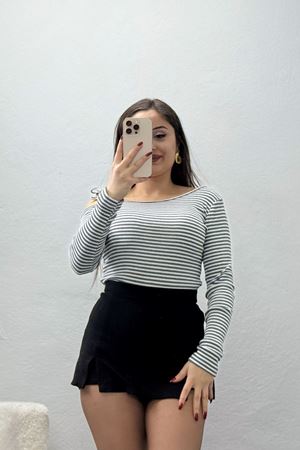 Tek Omuz Detaylı Likralı Kaşkorse Bluz Fümebeyaz - 51091.1567.