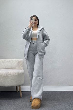 3 İplik Şardonlu Eşofman Takımı Gri - 20254.1878.