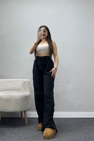 2 İplik Pul Detaylı Eşofman Altı Siyah - 52110.1857.