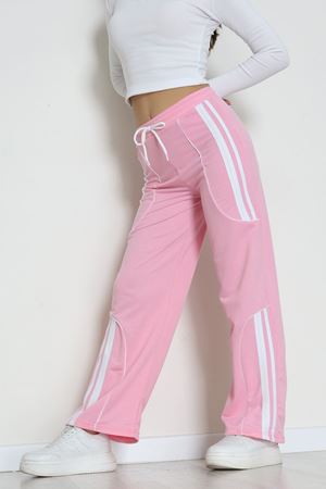 Şeritli 2 İplik Eşofman Altı Pembe - 52172.1005.