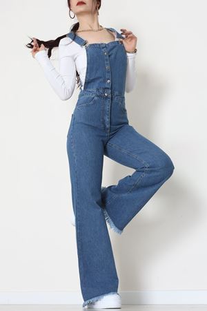 Kot Salopet Önden Düğmeli Tulum Mavi1 - 31789.683.