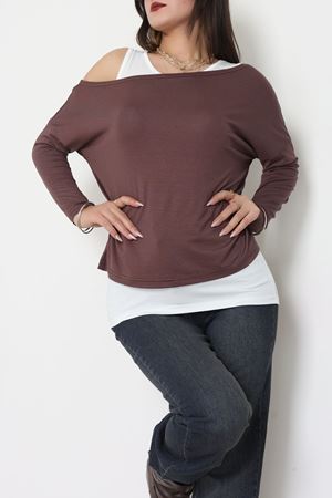 İçli Dışlı İkili Viskon Bluz Kahve - 70827.1095.