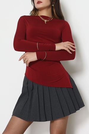 Sandy Yandan Drapeli Asimetrik Bluz Bordo - 42801.1949.