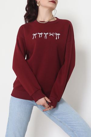 3 İplik Baskılı Sweat Bordo - 42243.1878.
