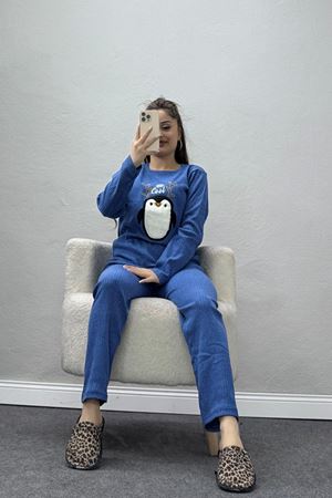 Nakışlı İnterlok Pijama Takımı İndigo - 800.1287.