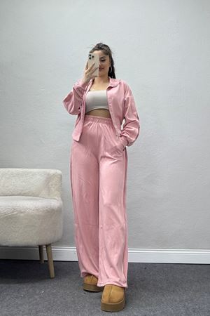 Gizli Şerit Modal Kumaş Takım Pudra - 4134.1247.