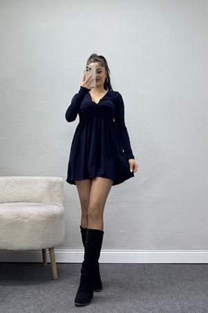 Sandy Kumaş Mini Elbise Lacivert - 70817.1794.