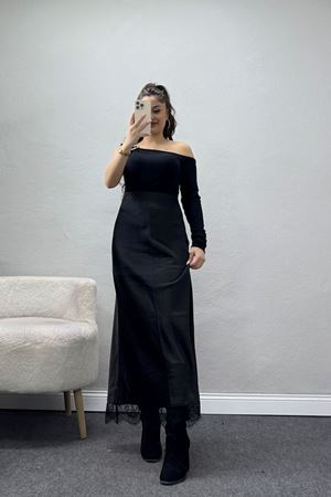 Uzun Saten Etek Siyah - 51250.399.