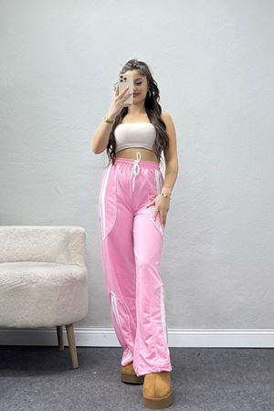 Şeritli 2 İplik Eşofman Altı Pembe - 52172.1005.