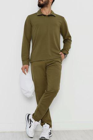 Zra Krep Polo Yaka Erkek Takım Haki - 42187.1937.