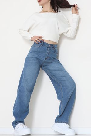 Tokalı Baggy Kot Pantolon Açıkmavi - 31558.2088.