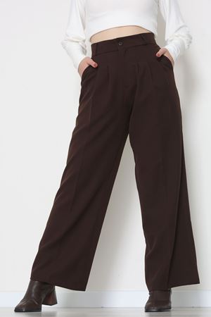 Premium Pileli Palazzo Pantolon Acıkahve - 51609.683.