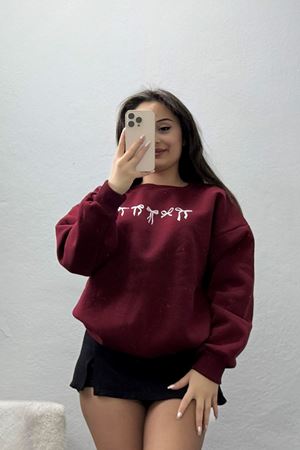 3 İplik Baskılı Sweat Bordo - 42243.1878.
