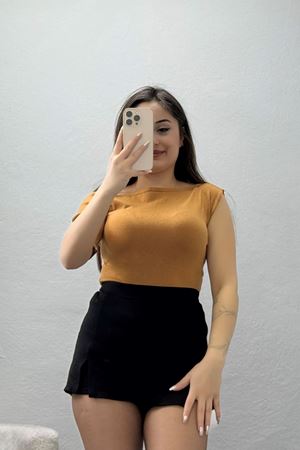 Lefon Triko Asimetrik Bluz Camel - 81353.444.