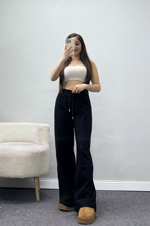 Selanik Kumaş Lastikli Palazzo Pantolon Siyah - 51227.1567.