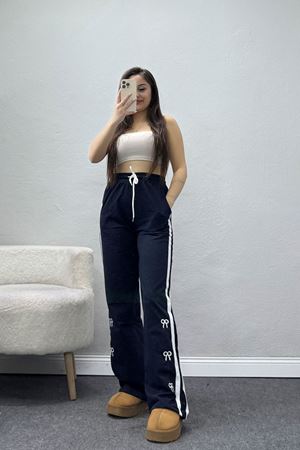 Şeritli 2 İplik Eşofman Altı Lacivert - 52177.1005.