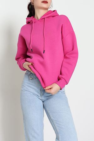 3 İplik Kapşonlu Sweat Fuşya - 20074.1878.