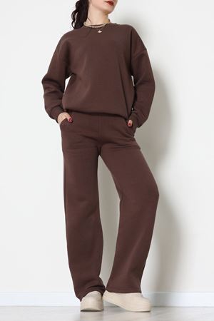 Üç İplik Eşofman Takımı Acıkahve - 70779.1878.