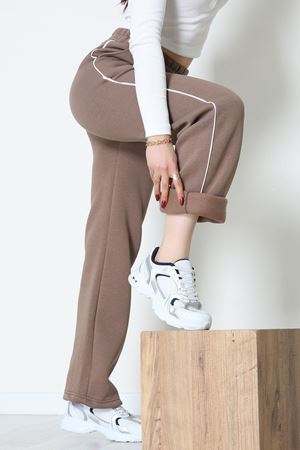 3 İplik Biyeli Palazzo Eşofman Altı Kahve1 - 30104.1878.