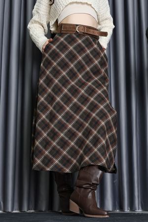 Ekose Kemerli Etek Kahve - 3365.1995.