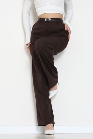 Dabıl Kumaş Kemerli Palazzo Pantolon Kahve - 51113.1920.