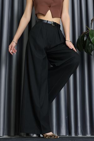 Kemerli Pileli Pantolon Siyah - 51070.1995.