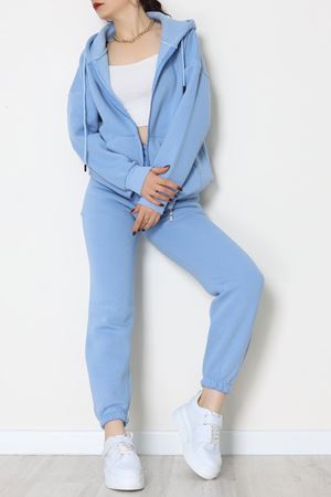 3 İplik Kapşonlu Eşofman Takımı Bebemavi - 20255.1878.