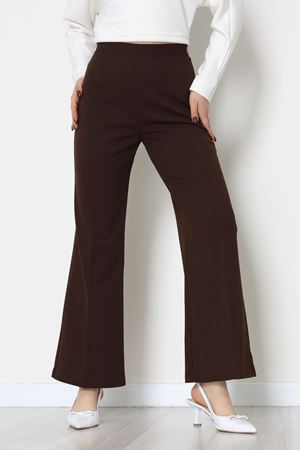 İthal Scuba Krep Likralı Yandan Fermuarlı Pantolon Kahve - 51233.1397.