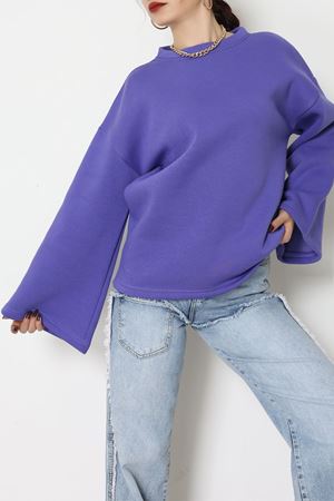 3 İplik Şardonlu İspanyol Kol Sweat Mor - 42606.1878.