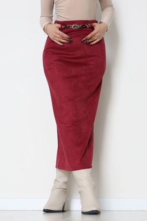 Kemerli Süet Etek Mürdüm - 60653.2126.