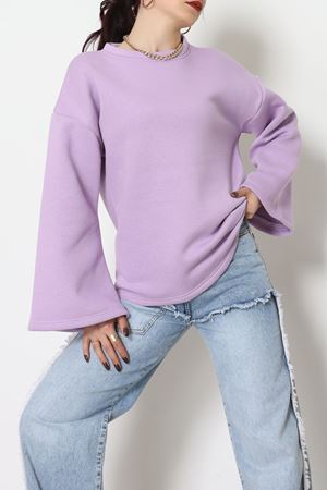 3 İplik Şardonlu İspanyol Kol Sweat Lila - 42606.1878.