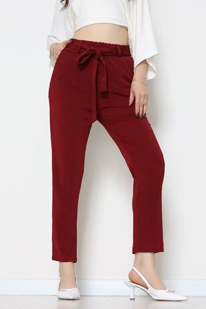 Ottoman Kuşaklı Pantolon Bordo - 1824.2126.