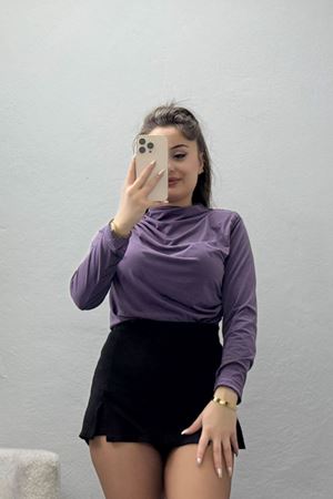 Drape Detay Sandy Bluz Eflatun - 70698.1949.