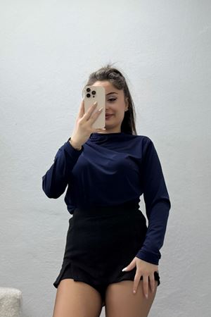 Drape Detay Sandy Bluz Lacivert - 70698.1949.