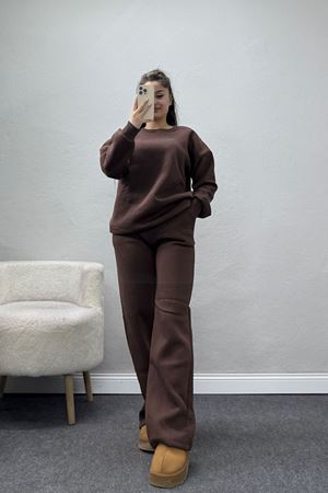 Üç İplik Eşofman Takımı Acıkahve - 70779.1878.