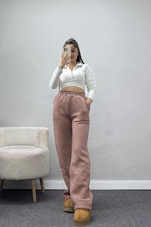 Üç İplik Palazzo Eşofman Altı Bej - 20970.1878.