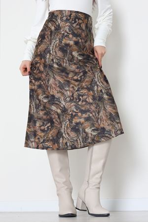 Desenli Süet Etek Haki1 - 6984.2126.
