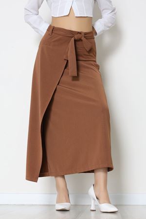 Ottoman Kuşaklı Etek Açıkkahve - 60623.2126.