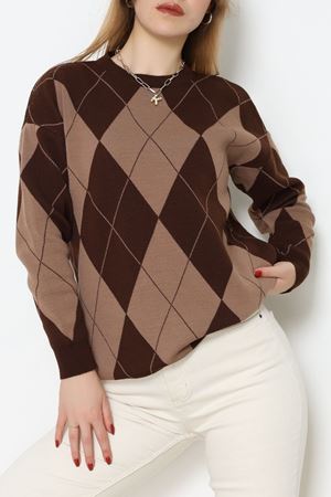 Etnik Desen Triko Kahvemocha - 3027.1577.