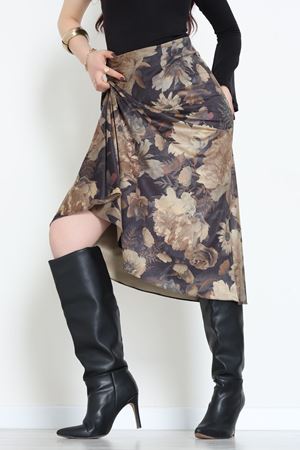 Desenli Süet Etek Haki2 - 6984.2126.