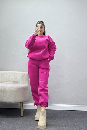 3 İplik Bisiklet Yaka Eşofman Takımı Fuşya - 20779.1878.