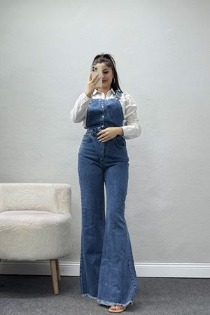 Kot Salopet Önden Düğmeli Tulum Açıkmavi - 31789.683.