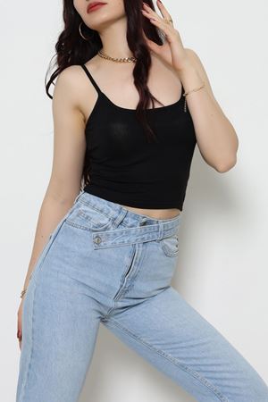 Viskon İp Asklı Atlet Siyah - 7000.2127.