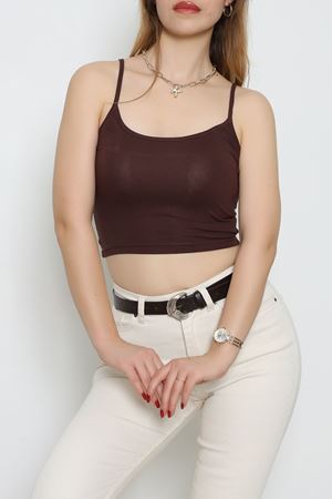 Viskon İp Asklı Atlet Kahverengi - 7000.2127.