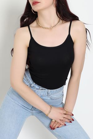 Viskon İp Askılı Atlet Siyah - 6500.2127.