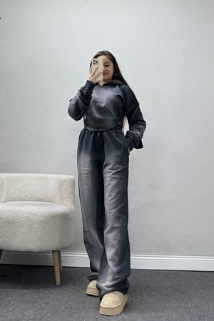 Yıkamalı Eşofman Takımı Füme - 0085.1995.