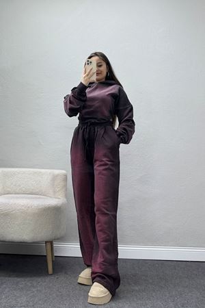 Yıkamalı Eşofman Takımı Mürdüm - 0085.1995.