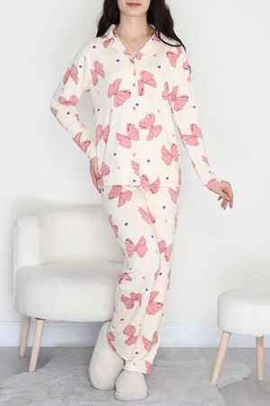 Soft Milan Düğmeli Pijama Takımı Krem - 7511.1287.